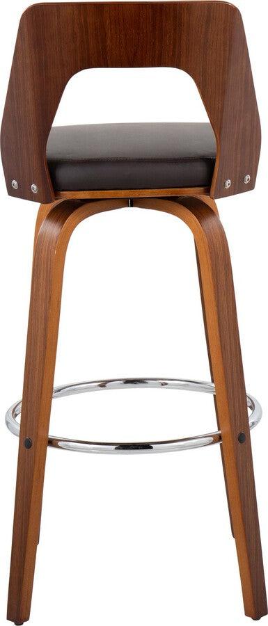 Lumisource Barstools - Trilogy Barstool In Walnut & Brown Faux Leather (Set of 2)