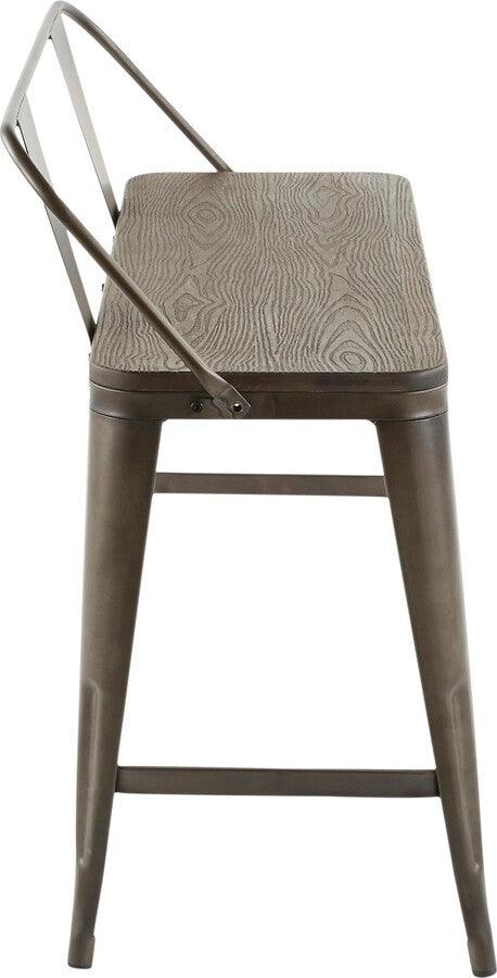 Lumisource Benches - Oregon Industrial Counter Bench in Antique Metal and Espresso Wood-Pressed Grain Bamboo