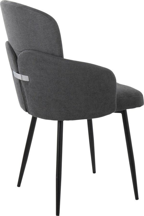 Lumisource Dining Chairs - Dahlia Contemporary Dining Chair In Black Metal & Grey Fabric With Chrome Accent (Set of 2)