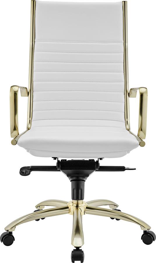 Euro Style Task Chairs - Dirk High Back Office Chair White & Gold
