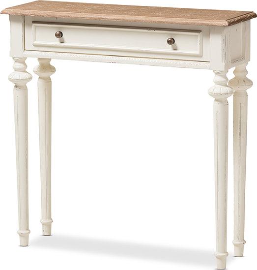 Wholesale Interiors Consoles - Marquetterie French Weathered Oak And White Wash Distressed Finish Wood Two-Tone Console Table