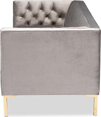 Wholesale Interiors Sofas & Couches - Zanetta Glam and Luxe Gray Velvet Upholstered Gold Finished Sofa