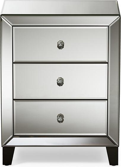 Shop Chevron Nightstand Silver Mirrored Nightstands Side