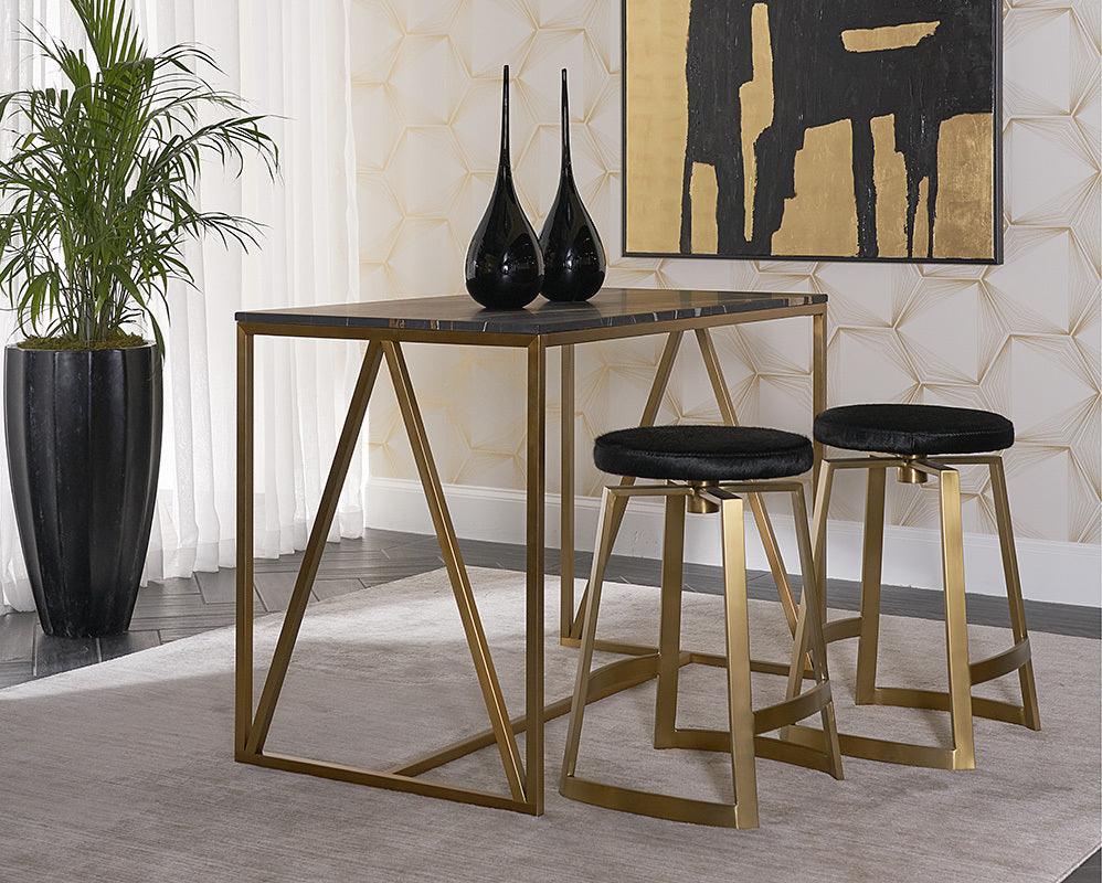 SUNPAN Barstools - Hendrix Swivel Counter Stool Black Cowhide