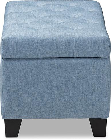 Wholesale Interiors Ottomans & Stools - Michaela Modern And Contemporary Light Blue Fabric Upholstered Storage Ottoman