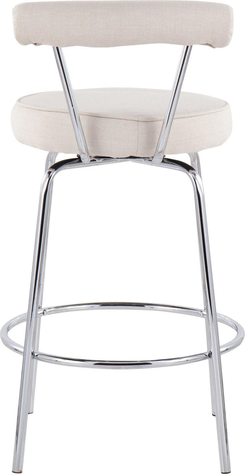 Lumisource Barstools - Rhonda Counter Stool Chrome & Cream (Set of 2)