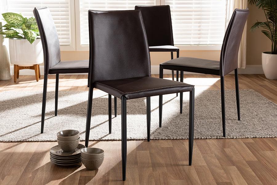 Wholesale Interiors Dining Chairs - Pascha Modern And Contemporary Brown Faux Leather Upholstered Dining Chair (Set Of 4)