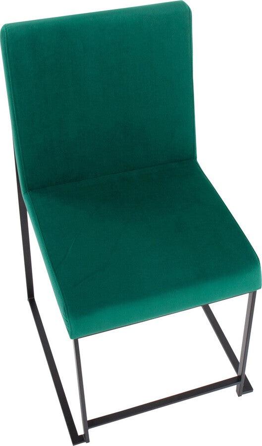 Lumisource Dining Chairs - High Back Fuji Contemporary Dining Chair in Black Steel and Green Velvet - Set of 2