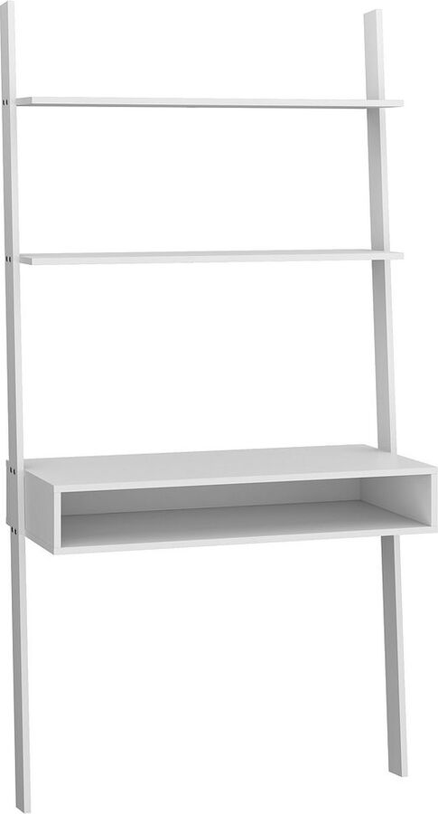 Manhattan Comfort Desks - Cooper Ladder Desk with 2 Floating Shelves in White