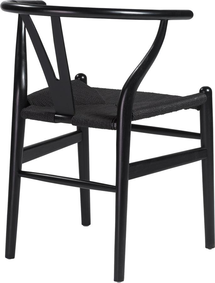 Euro Style Dining Chairs - Evelina Side Chair with Black Stained Framed and Black Rush Seat - Set of 2