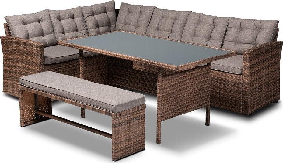 Wholesale Interiors Outdoor Conversation Sets - Angela Modern And Contemporary Outdoor Patio Set Gray And Brown