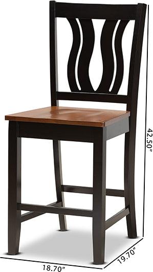 Wholesale Interiors Barstools - Fenton Two-Tone Dark Brown and Walnut Brown Finished Wood 2-Piece Counter Stool Set