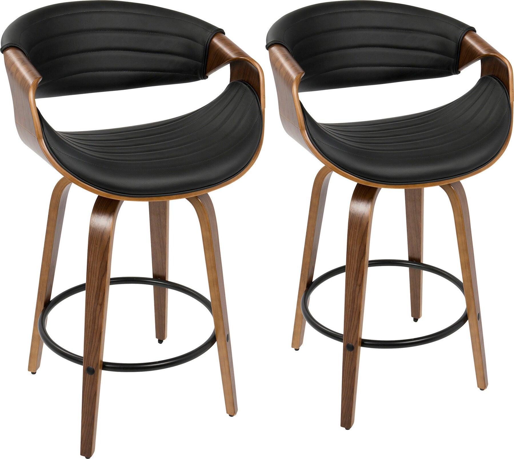 Lumisource Barstools - Symphony Counter Stool Walnut & Black (Set of 2)