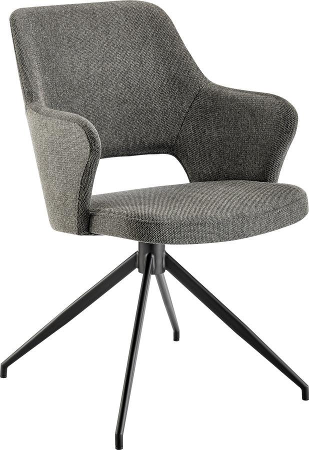 Euro Style Dining Chairs - Darcie Armchair In Charcoal Fabric and Black Base