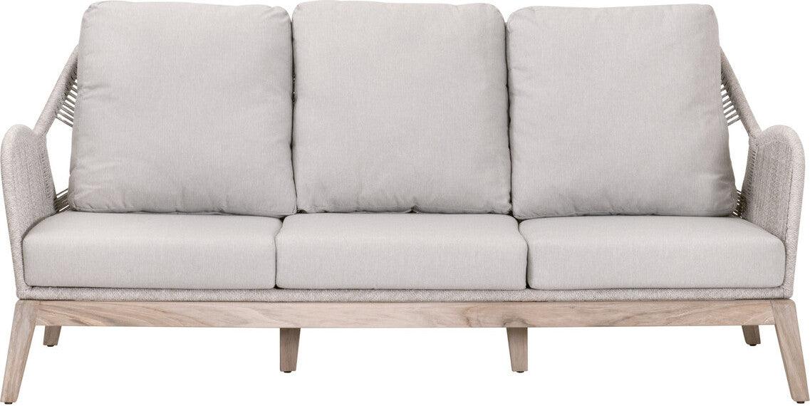 Essentials For Living Outdoor Sofas - Loom Outdoor 79in Sofa - Taupe and White-Gray Teak