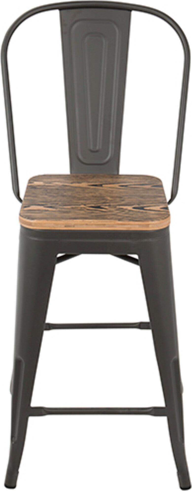 Lumisource Barstools - Oregon High Back Counter Stool Gray & Brown (Set of 2)