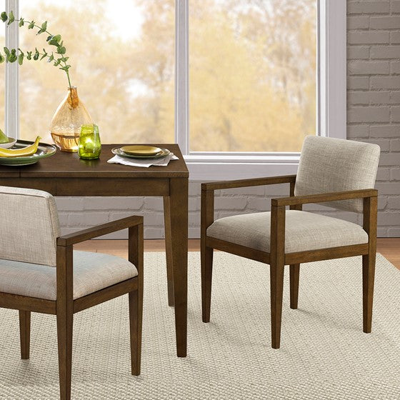 Olliix.com Dining Chairs - Upholstered Dining Chairs with Arms (Set of 2) Beige