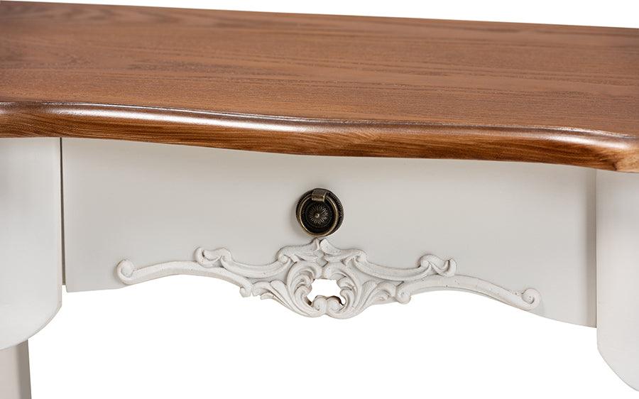 Wholesale Interiors Consoles - Sophie Classic French Country White and Brown Finished Small 3-Drawer Wood Console Table