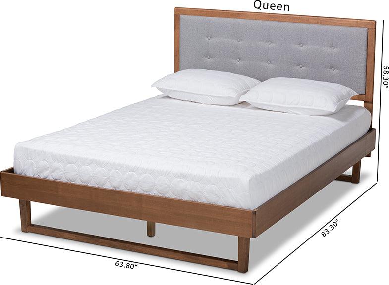 Wholesale Interiors Beds - Viviana Queen Bed Light Gray & Walnut