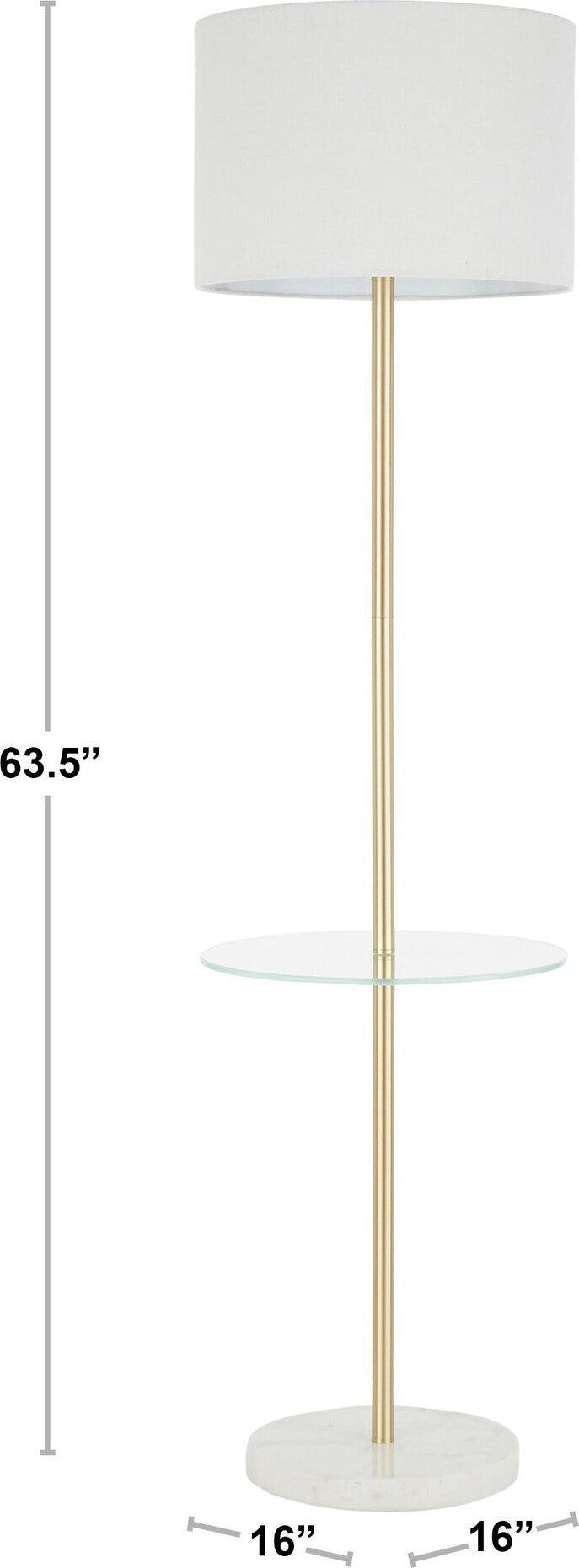 Lumisource Floor Lamps - Chloe Shelf Floor Lamp White Marble & Gold & White
