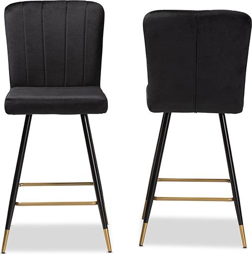 Wholesale Interiors Barstools - PrestonTwo-Tone Black and Gold Finished Metal 2-Piece Bar Stool Set