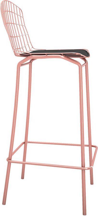 Manhattan Comfort Barstools - Madeline 41.73" Barstool, Set of 2 with Seat Cushion in Rose Pink Gold and Black