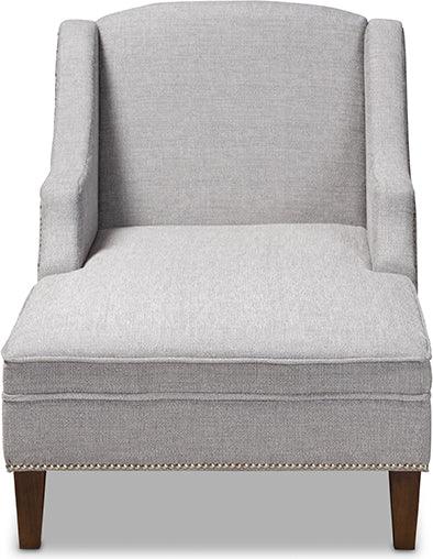 Wholesale Interiors Accent Chairs - Leonie Modern and Contemporary Grey Fabric Wenge Brown Chaise Lounge