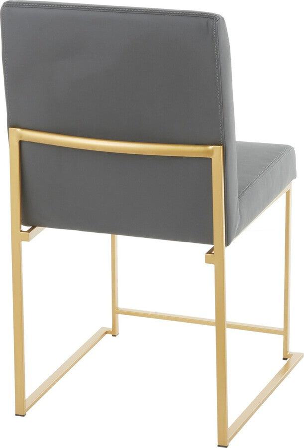 Lumisource Dining Chairs - High Back Fuji Contemporary Dining Chair In Gold & Grey Faux Leather (Set of 2)