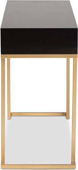 Wholesale Interiors Consoles - Beagan Modern and Contemporary Black Finished Wood and Gold Metal 2-Drawer Console Table