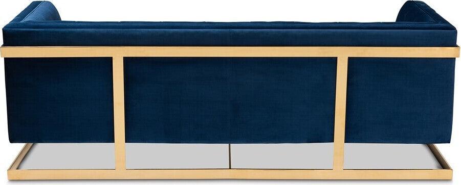Wholesale Interiors Loveseats - Ambra Sofa Navy Blue & Gold