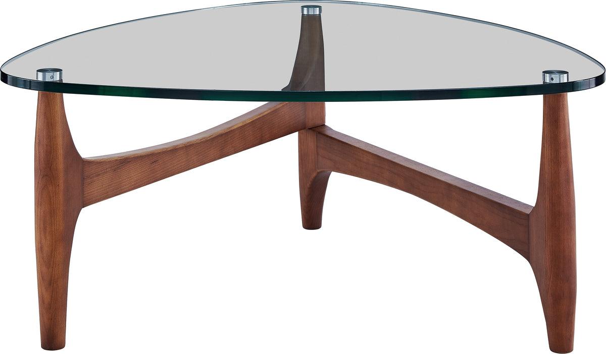 Euro Style Coffee Tables - Ledell 35" Coffee Table in Clear Glass with Walnut Base