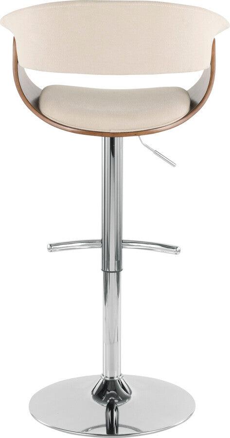 Lumisource Barstools - Vintage Mod Mid-Century Modern Adjustable Barstool with Swivel in Walnut and Cream Fabric
