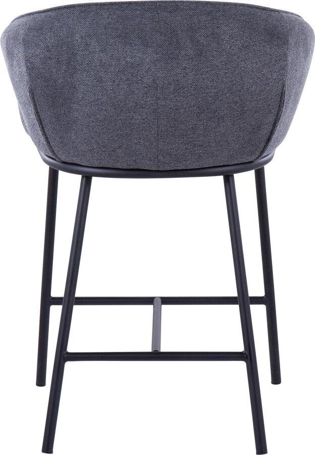 Lumisource Barstools - Ashland Counter Stool In Black Steel & Charcoal Fabric (Set of 2)