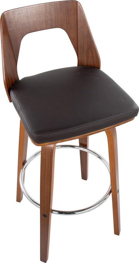 Lumisource Barstools - Trilogy Barstool In Walnut & Brown Faux Leather (Set of 2)