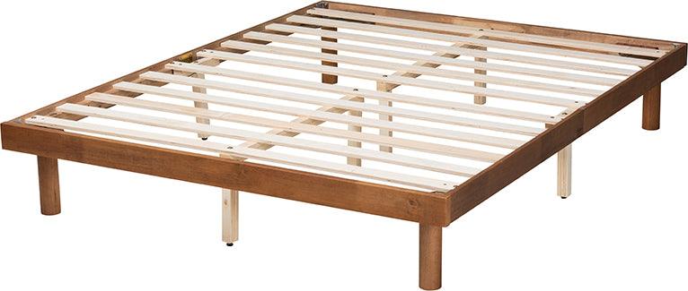 Wholesale Interiors Beds - Winston Mid-Century Modern Walnut Brown Finished Wood Full Size Platform Bed frame