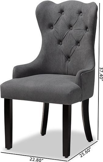 Wholesale Interiors Dining Chairs - Fabre Modern Transitional Grey Velvet and Dark Brown Wood 2-Piece Dining Chair Set