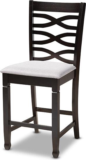 Wholesale Interiors Dining Sets - Lanier Contemporary Gray Fabric Upholstered Brown Finished 5-Piece Wood Pub Set