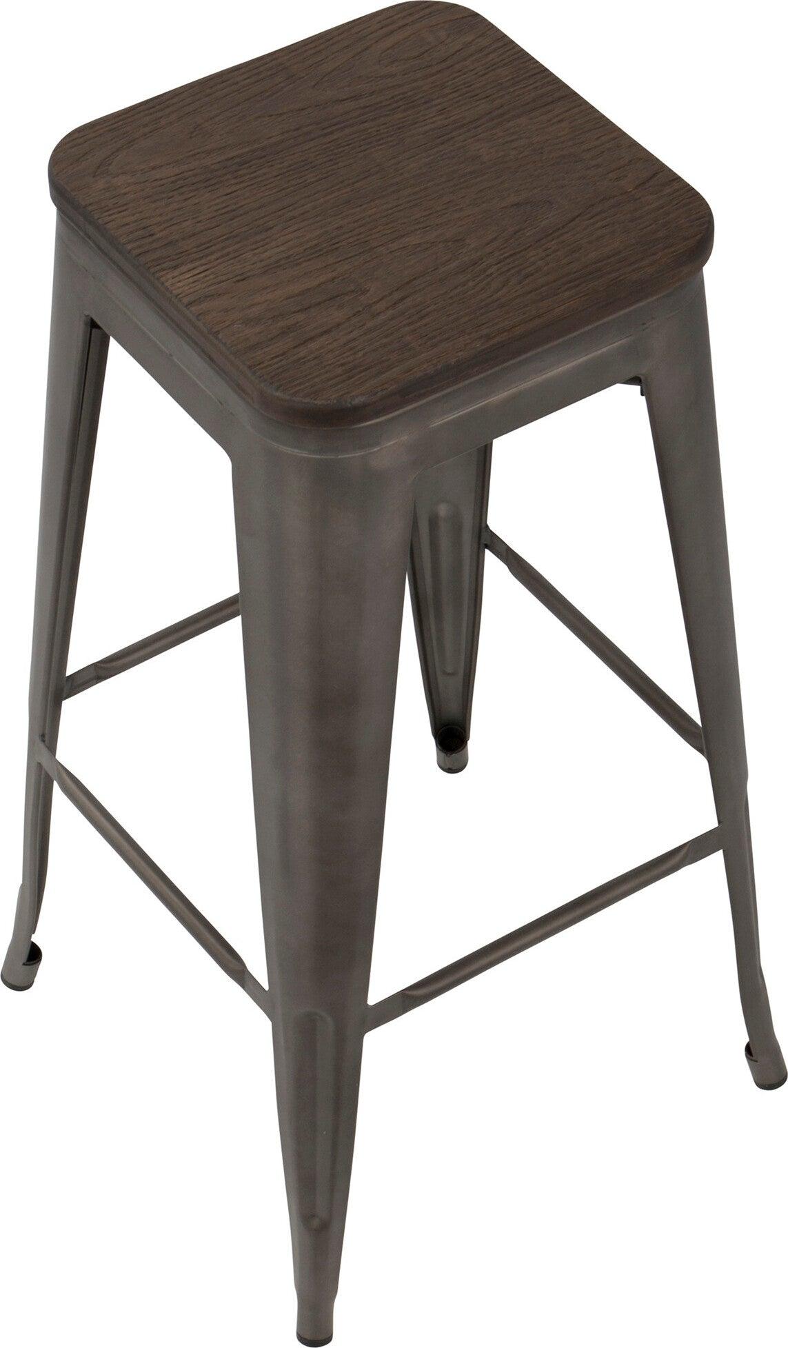 Lumisource Barstools - Oregon Barstool Dark Espresso & Antique Finish (Set of 2)