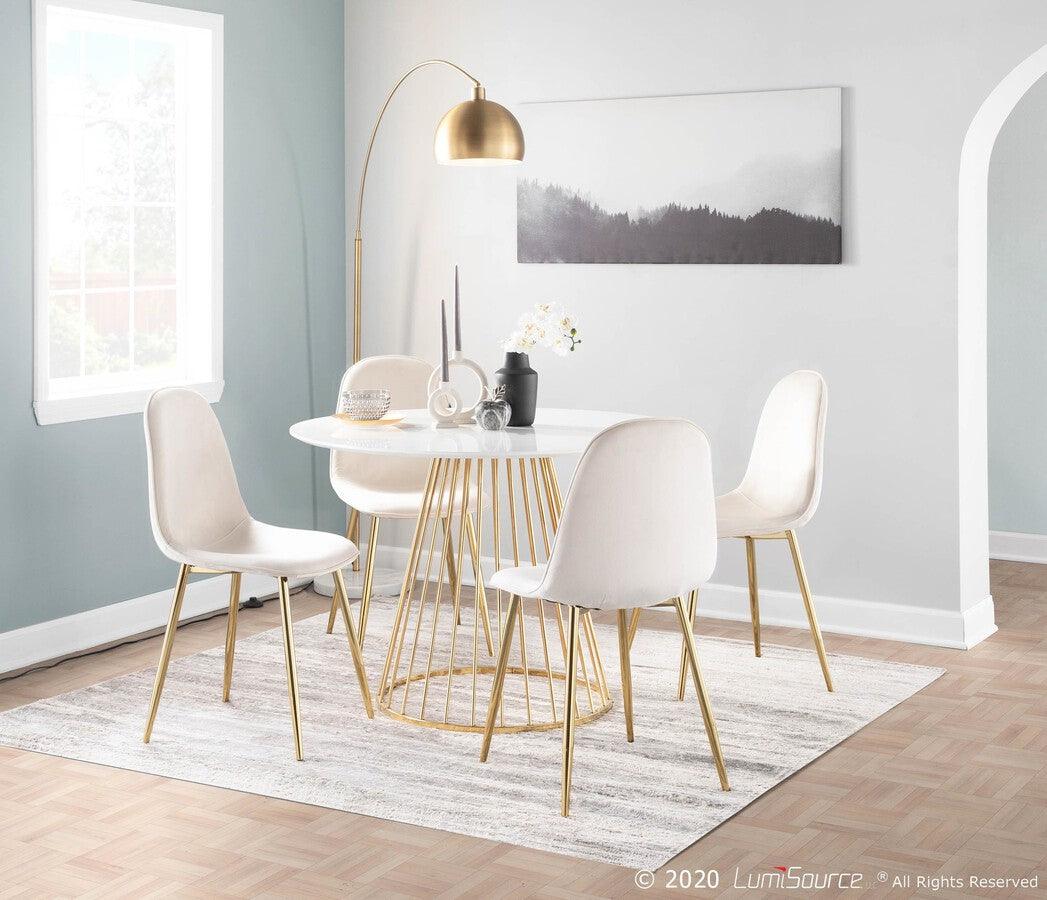 Lumisource Dining Chairs - Pebble Contemporary Chair in Gold Steel and Cream Velvet - Set of 2