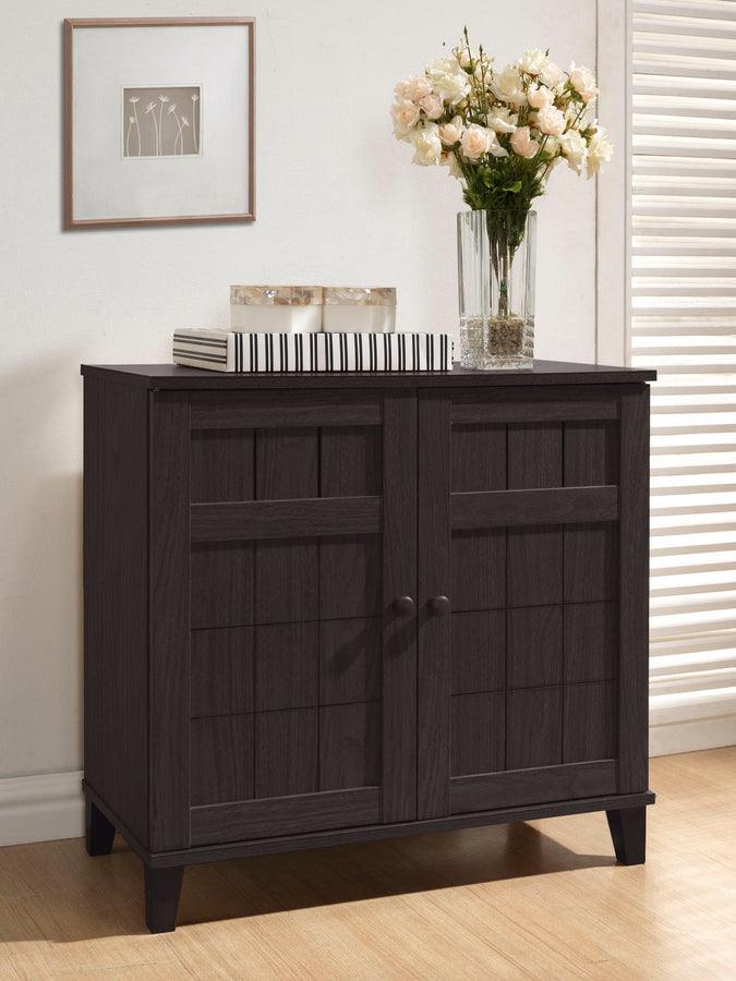 Wholesale Interiors Shoe Storage - Glidden Dark Brown Wood Modern Shoe Cabinet (Short)