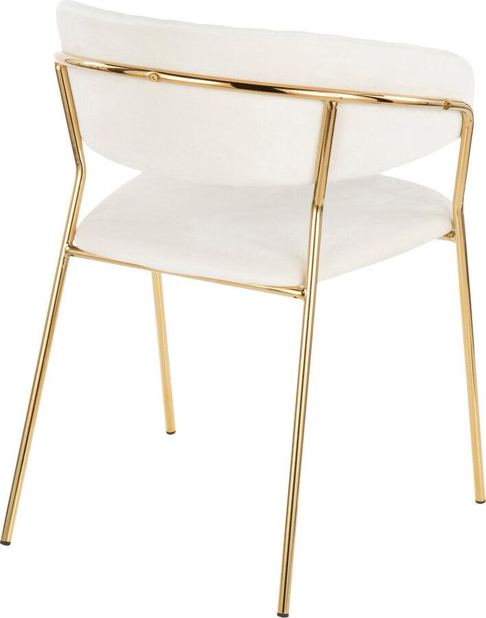 Lumisource Dining Chairs - Tania Contemporary-Glam Chair in Gold Metal with White Velvet - Set of 2