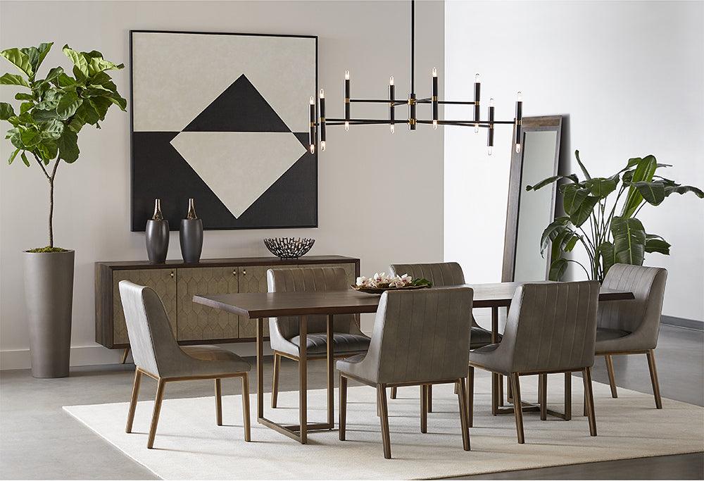 SUNPAN Dining Tables - Donnelly Dining Table - Antique Brass - Dark Mango - 95" Brown