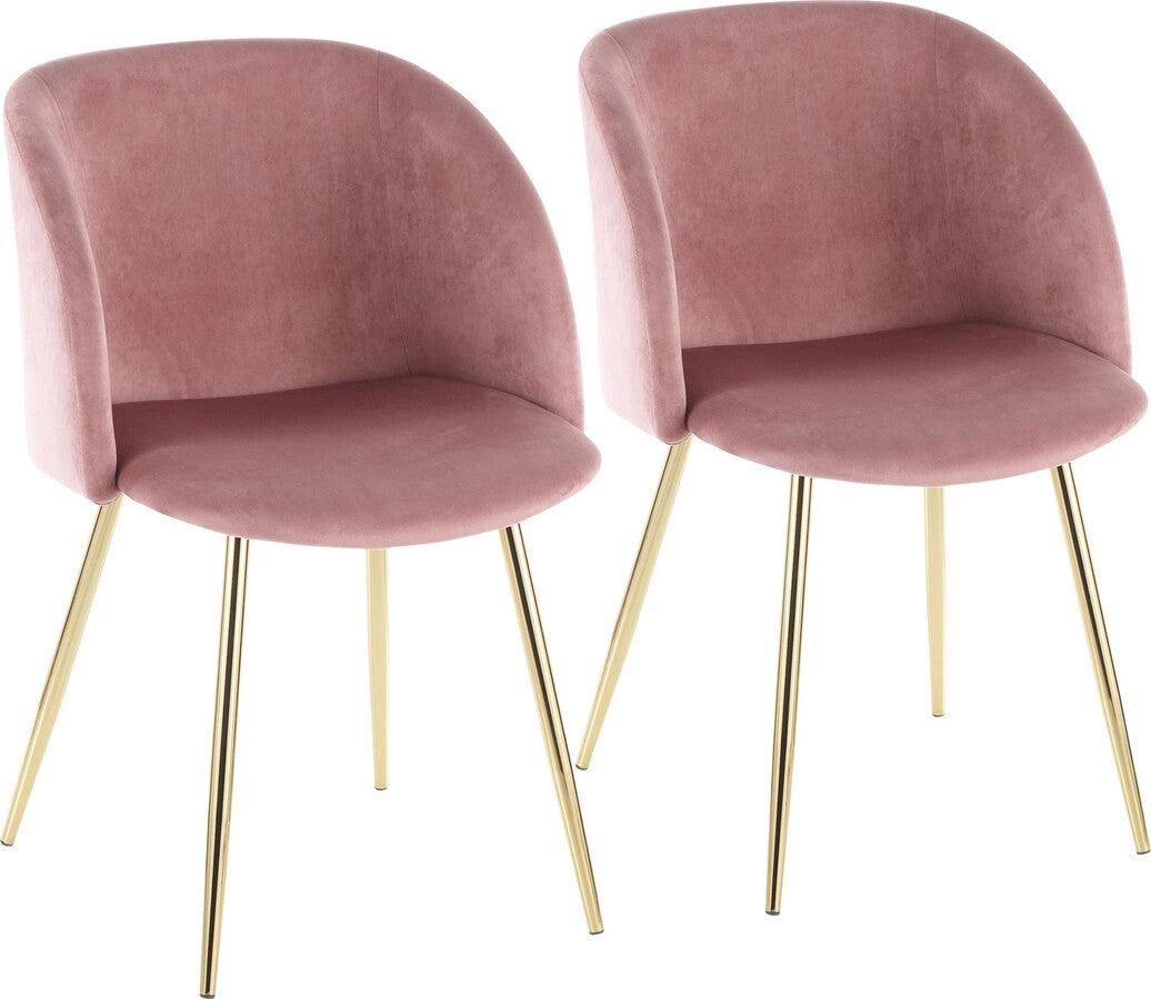 Lumisource Dining Chairs - Fran Contemporary Chair in Gold Metal and Pink Velvet - Set of 2