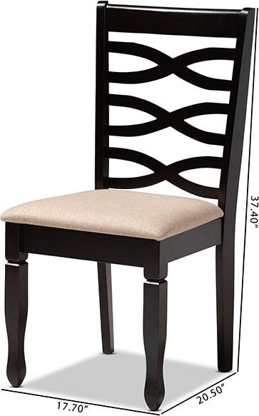 Wholesale Interiors Dining Chairs - Lanier Contemporary Sand Fabric Espresso Brown Wood Dining Chair (Set of 4)
