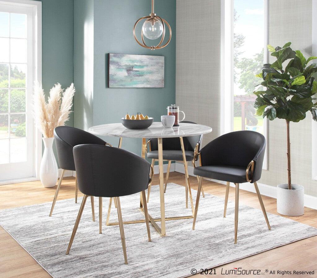 Lumisource Accent Chairs - Claire Contemporary/Glam Chair in Gold Metal and Grey Faux Leather