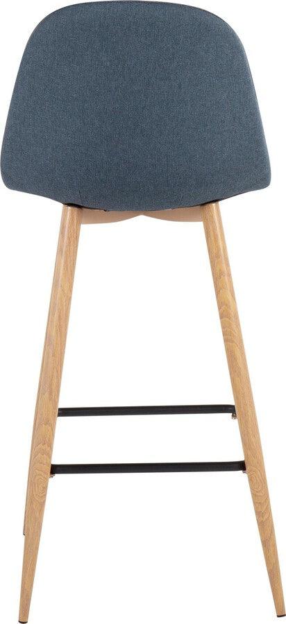 Lumisource Barstools - Pebble Barstool In Natural Metal & Blue Fabric (Set of 2)