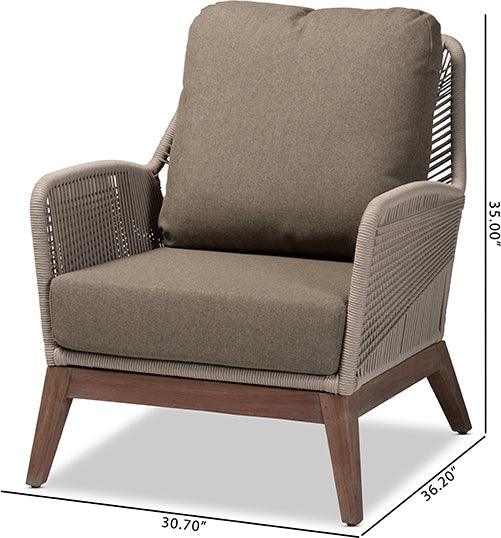 Wholesale Interiors Accent Chairs - Jennifer Mid-Century Grey Woven Rope Mahogany Accent Chair