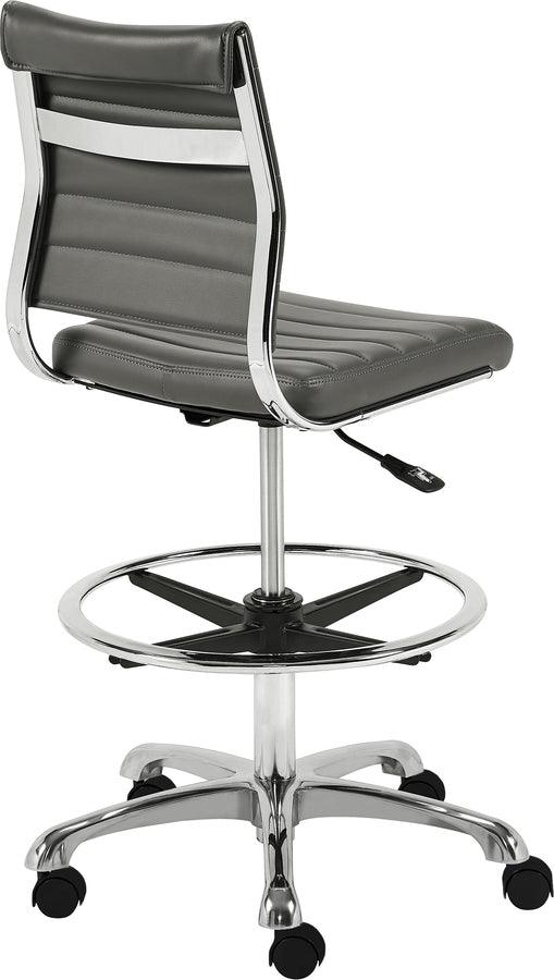 Euro Style Barstools - Axel Adjustable Height Drafting Stool in Gray with Aluminum Base 46" H