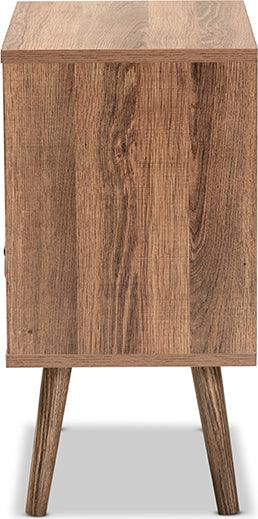 Wholesale Interiors Nightstands & Side Tables - Hubbard Mid-Century Modern Brown and White Wood and Black Metal 1-Drawer Nightstand