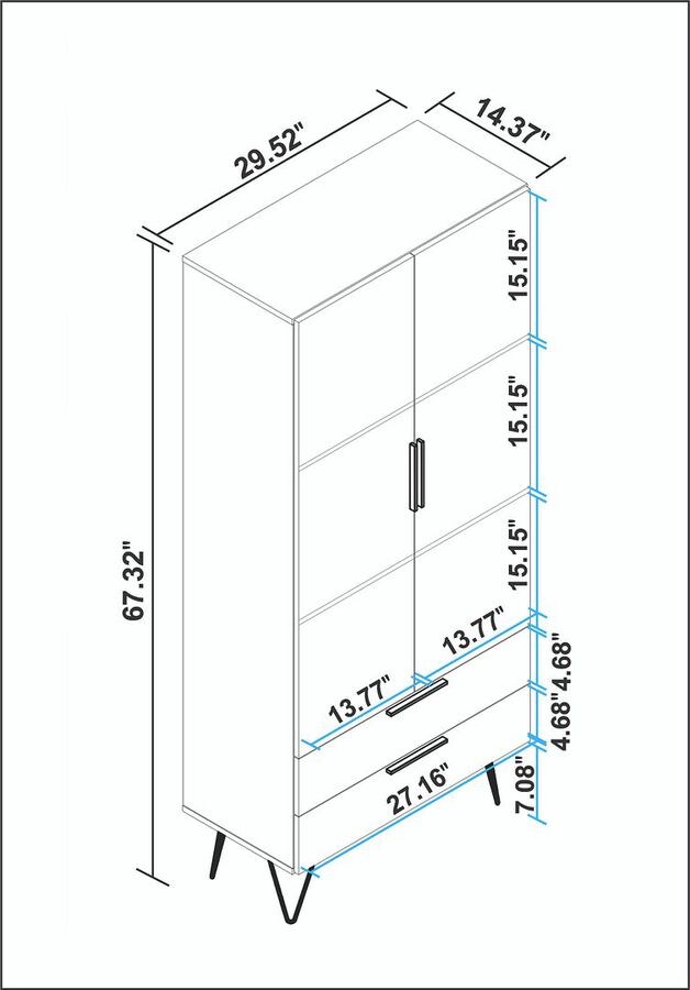 Manhattan Comfort Cabinets & Wardrobes - Beekman 67.32 Tall Cabinet in White